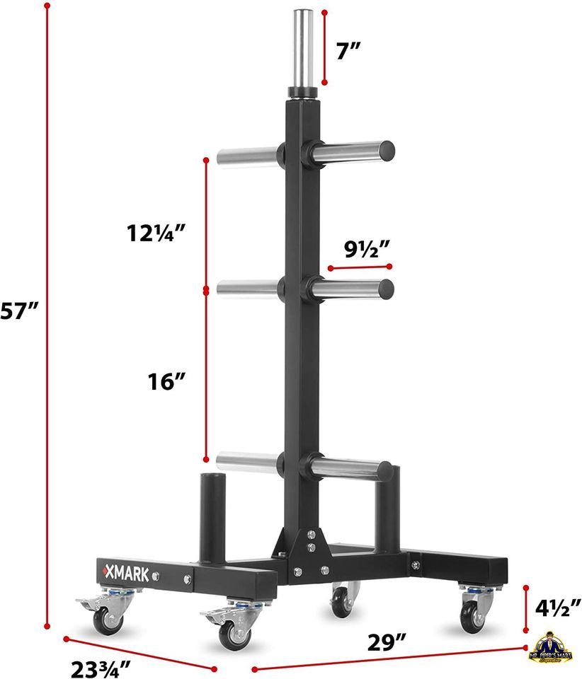 Olympic Weight Plate Tree Commercial Vertical Storage Tree 750lb with Wheels