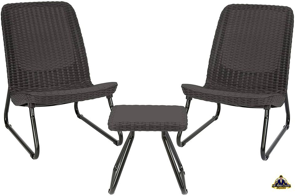Patio Furniture Set with Side Table and Outdoor Chairs, Dark Grey