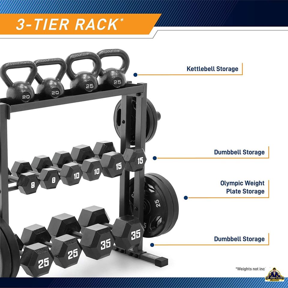 Storage Rack for Dumbbells, Kettlebells, and Weight Plates