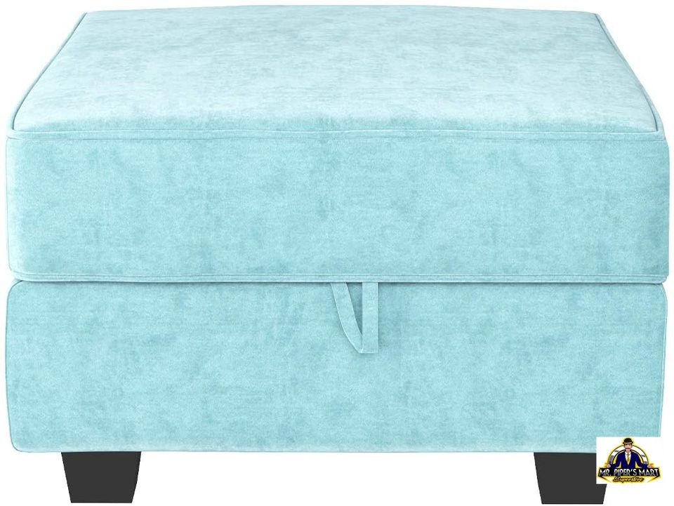 Storage Ottoman Footrest and Seat Cube, Aqua Blue