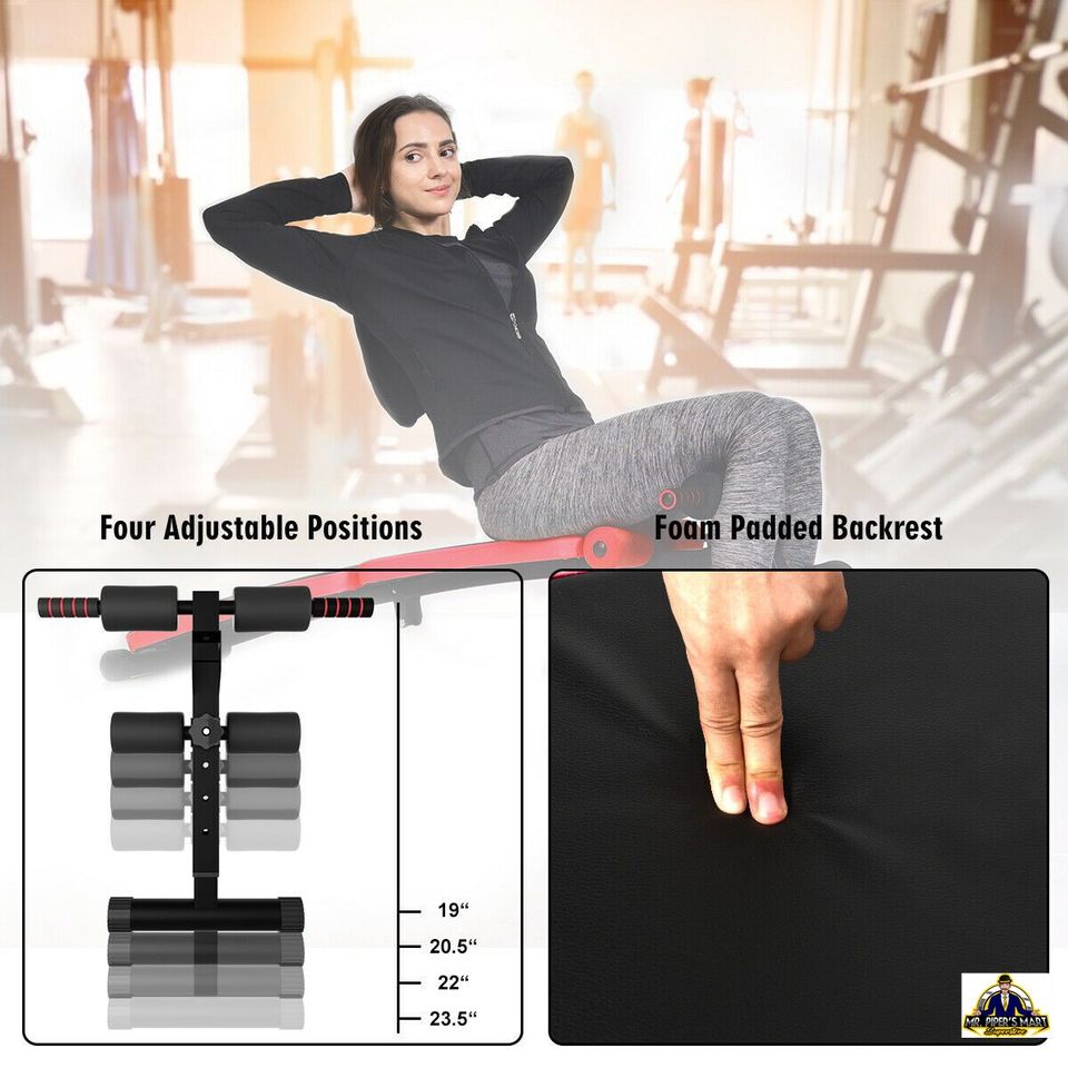 Folding Weight Bench Adjustable Sit-up Board Workout Slant Bench Red