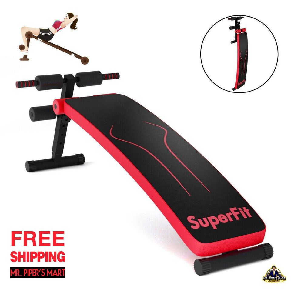 Folding Weight Bench Adjustable Sit-up Board Workout Slant Bench Red