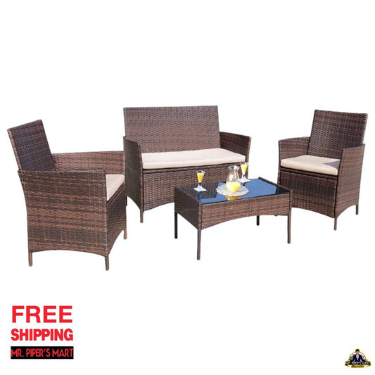 Outdoor Patio Furniture Sets Rattan Chair 4 Pieces