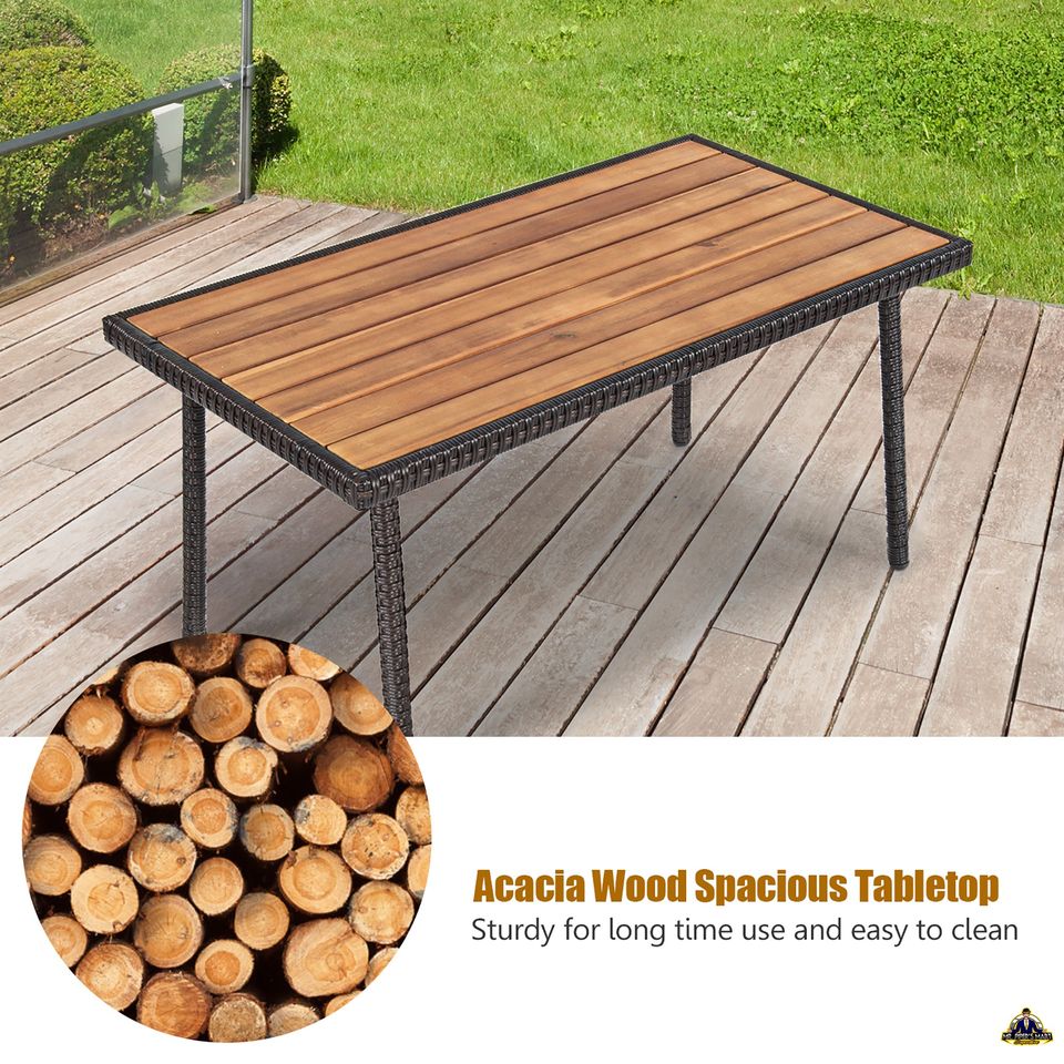 Patio Rattan Furniture Set Outdoor Conversation Set Coffee Table w/Cushions 4PCS