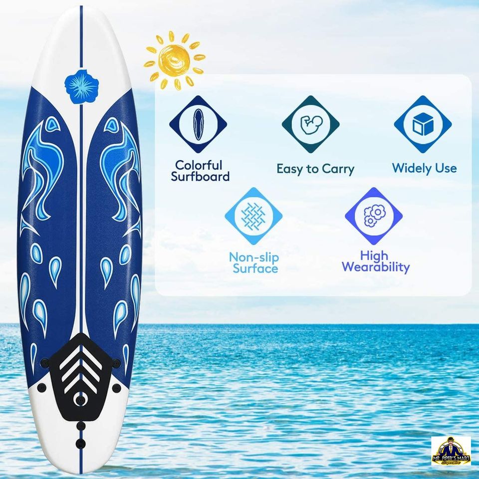 Surfboard Body Foamie Board with Removable Fins 6'