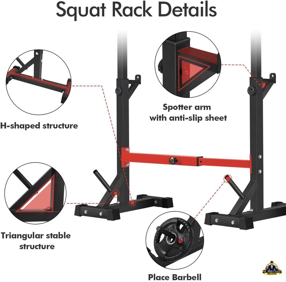 Bench Press Rack Stand Home Gym Adjustable Weight Rack 550Lbs