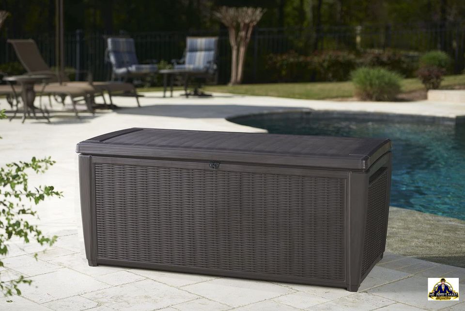 Outdoor Storage Rattan Deck Box, Brown 135 gallon