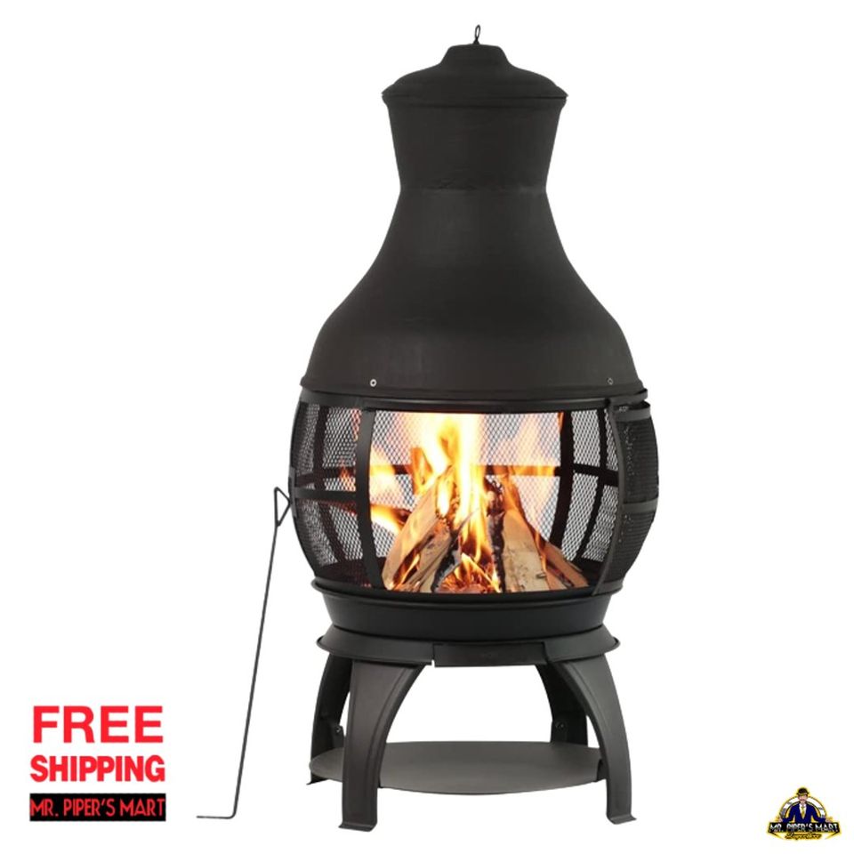 Chimenea Fire Pit Outdoor Fireplace Brown-Black