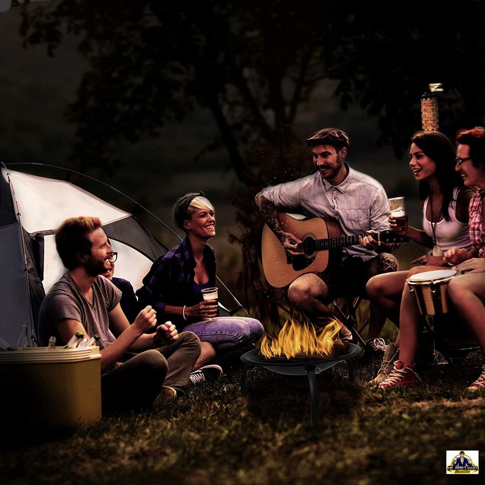 Firepit 22.5" Foldable Wood Burning with Mesh Spark Screen and Poker