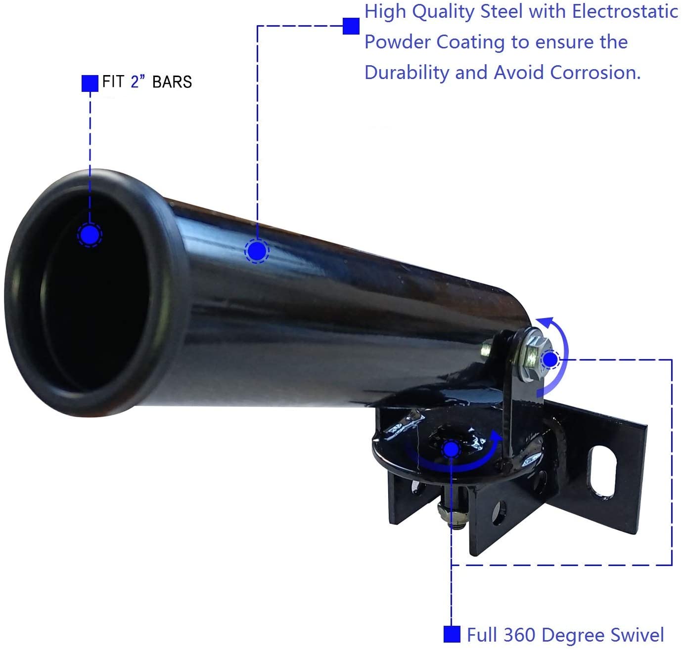 Wall Mount Post Landmine Attachment Barbell Bar 360 Rotation, T-bar Row Fits 2 In Oly Bars