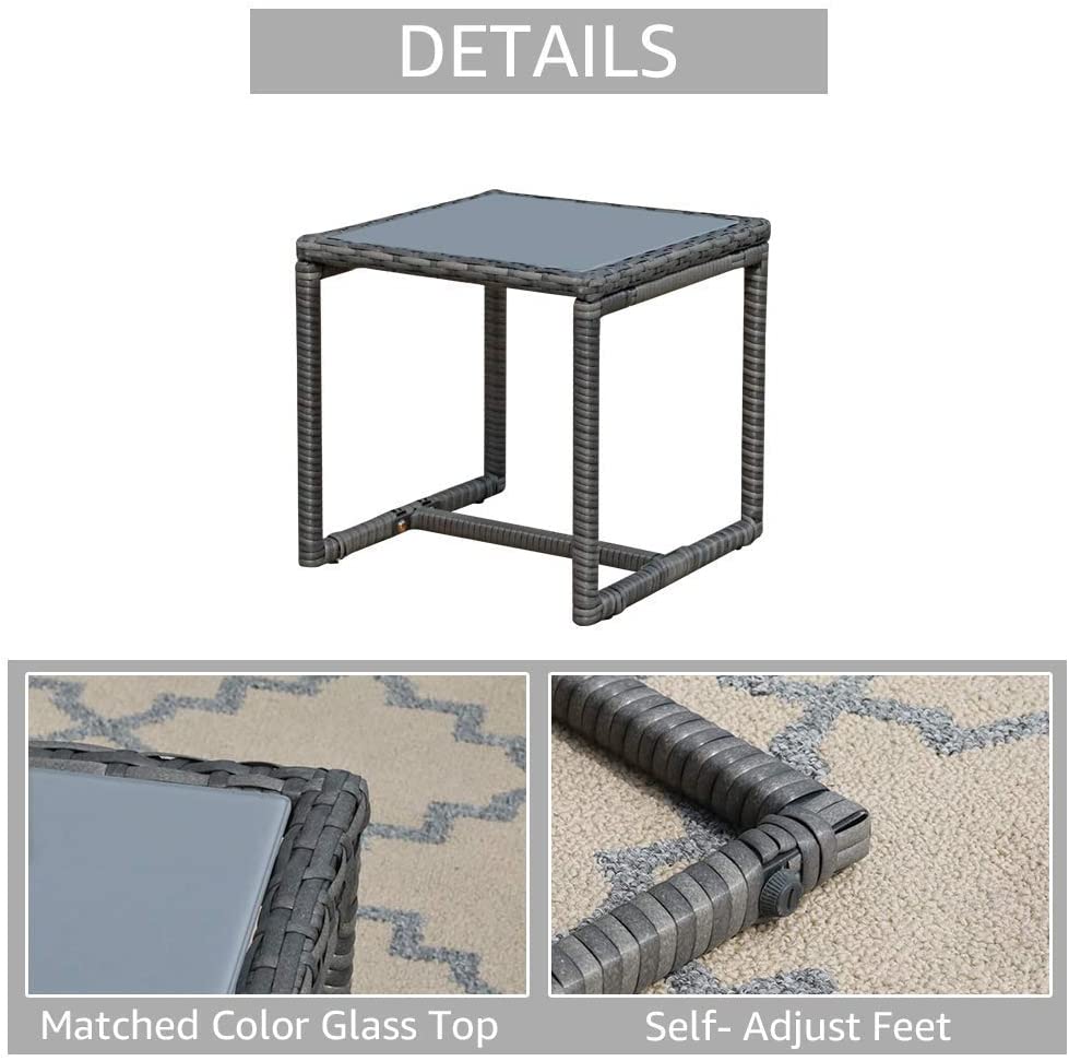 Outdoor Patio Furniture Set, with Coffee Table 3 Pieces (Light Gray)