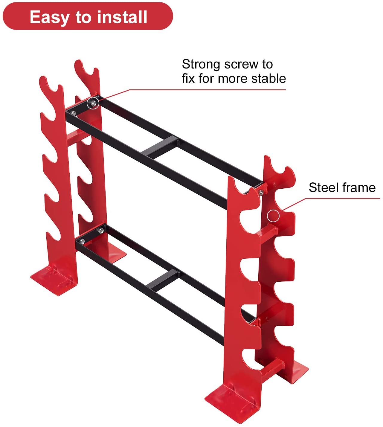 Dumbbell Rack for Home Gym Weight Rack 22.04 x 9.05 x 28.3 inches, 330 LBS Capacity Stand Only Red