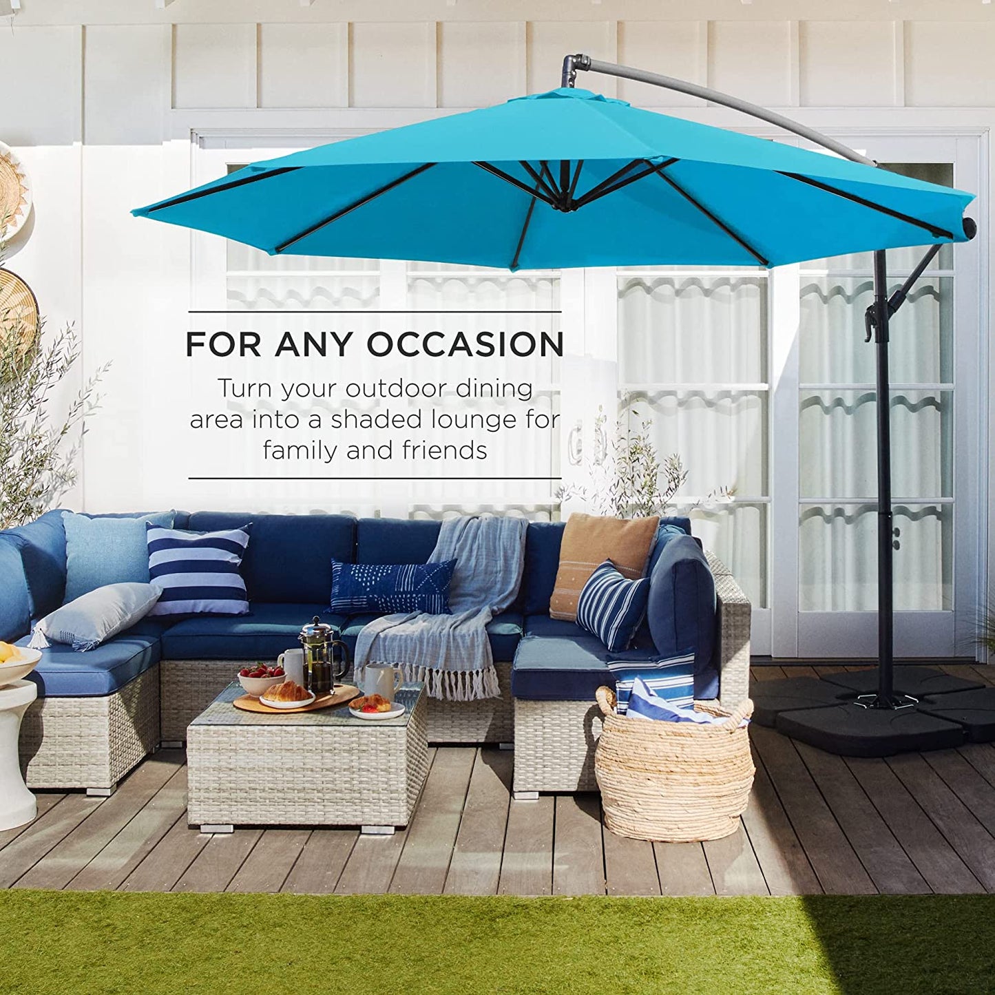 Patio Umbrella w/Easy Tilt Adjustment Lawn and Garden 10ft - Sky Blue