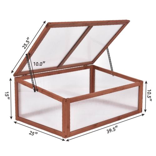 Portable Garden Wooden Green House Cold Frame Raised Plants Bed Protection