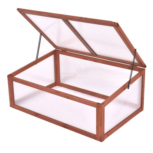 Portable Garden Wooden Green House Cold Frame Raised Plants Bed Protection