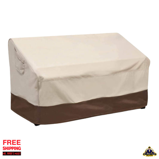 Patio Bench Loveseat Cover Small (Standard), Beige & Brown