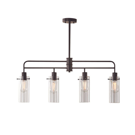 Matte Black Industrial 4 Island Pendant Light