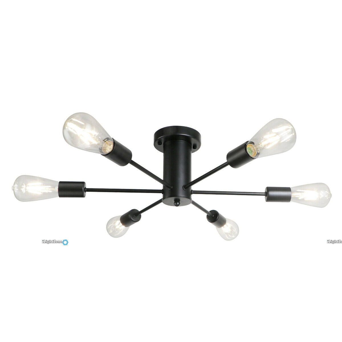 Chandelier Semi Flush Mount Black Ceiling 6 Light Pendant Fixture Foyer