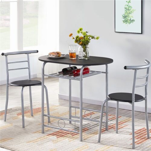 Kitchen Dining Table and Chairs Dinner Set (Black)